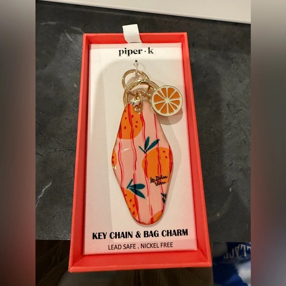 Piper K Orange and Pink Key Chain & Bag Charm